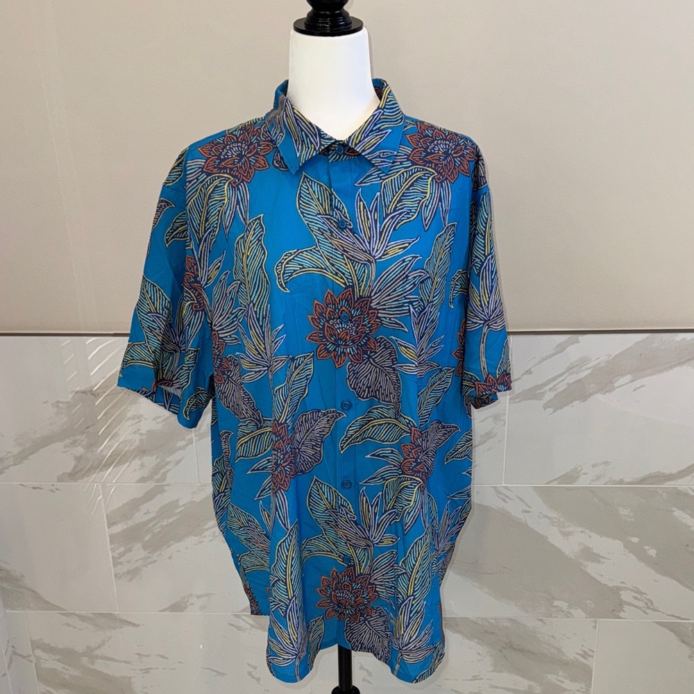Tommy Bahama Island Zone  Bahama Coast Neon Gardens , Blue Canal Size XL